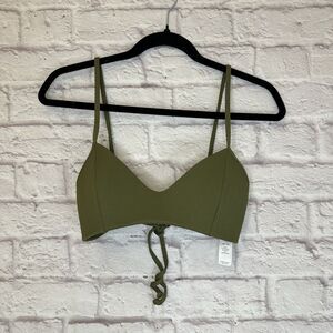 Billabong Women’s 10 Bikini Top Bralette Green Textured Swimwear Bathing Suit